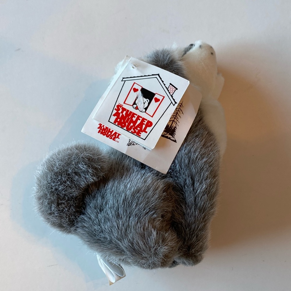 Stuffed Animal House Gray and White Howling Wolf Stuffed Animal
